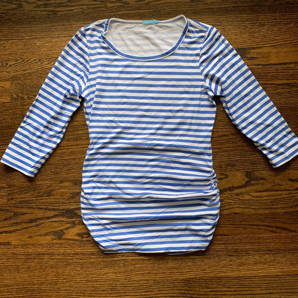 J. McLaughlin Striped Blue Silk Shirt